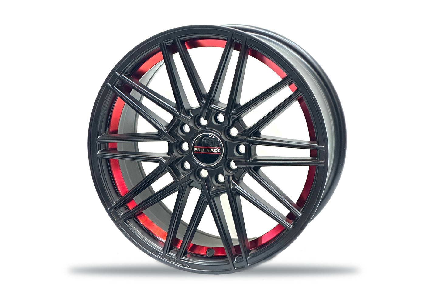 Pro Race 16 inch 5 hole Black Multi Spoke Red Band