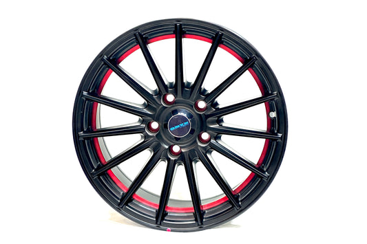 Onyx 16 inch 5 hole Multispoke Black Red Band