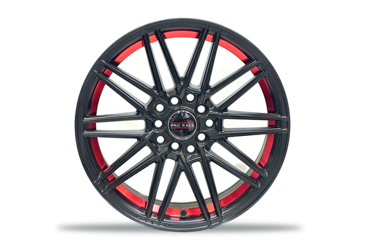 Pro Race 16 inch 5 hole Black Multi Spoke Red Band