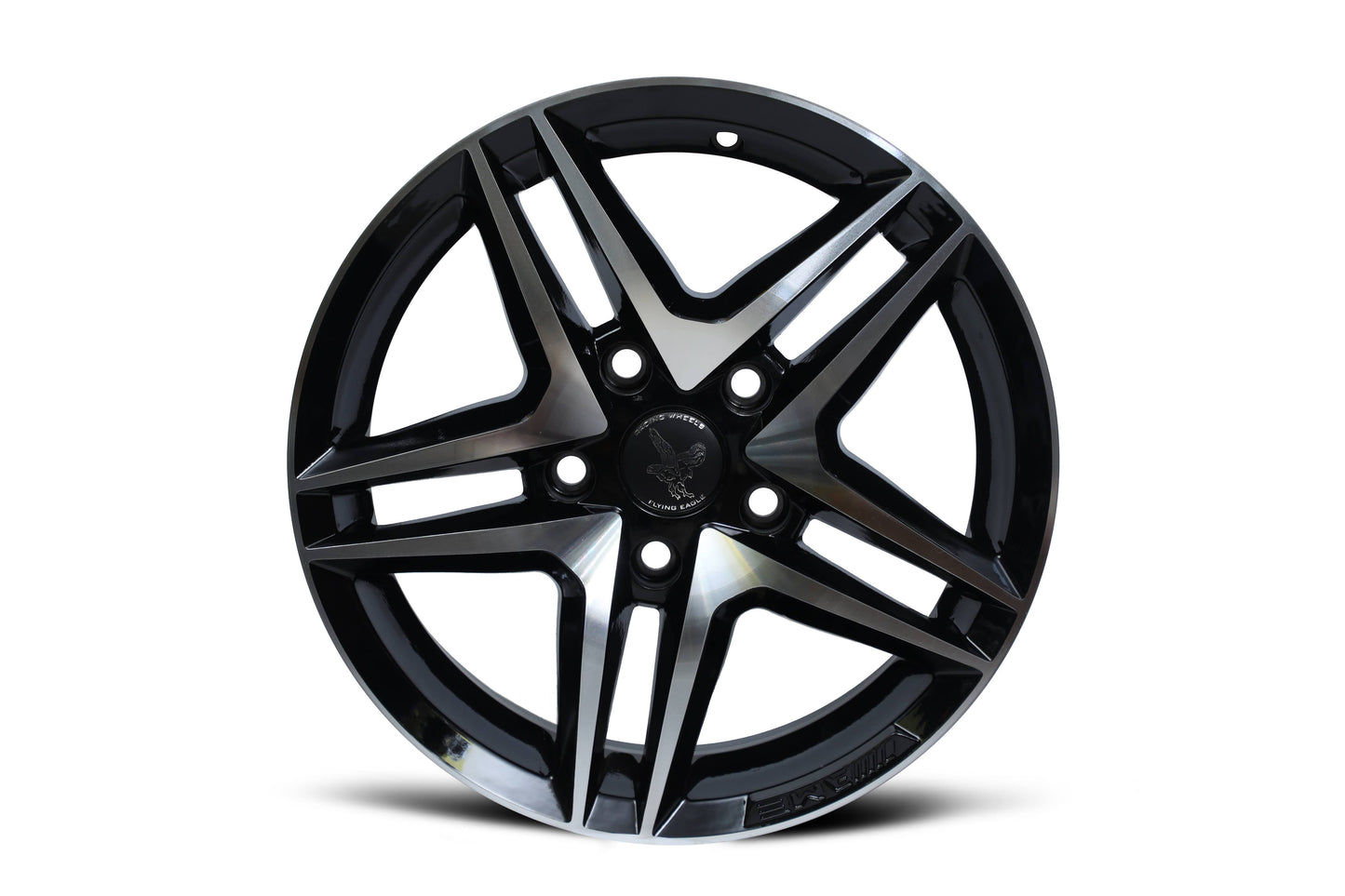 Flying Eagle 15 inch 5 Hole Diamond Cut Black Gloss
