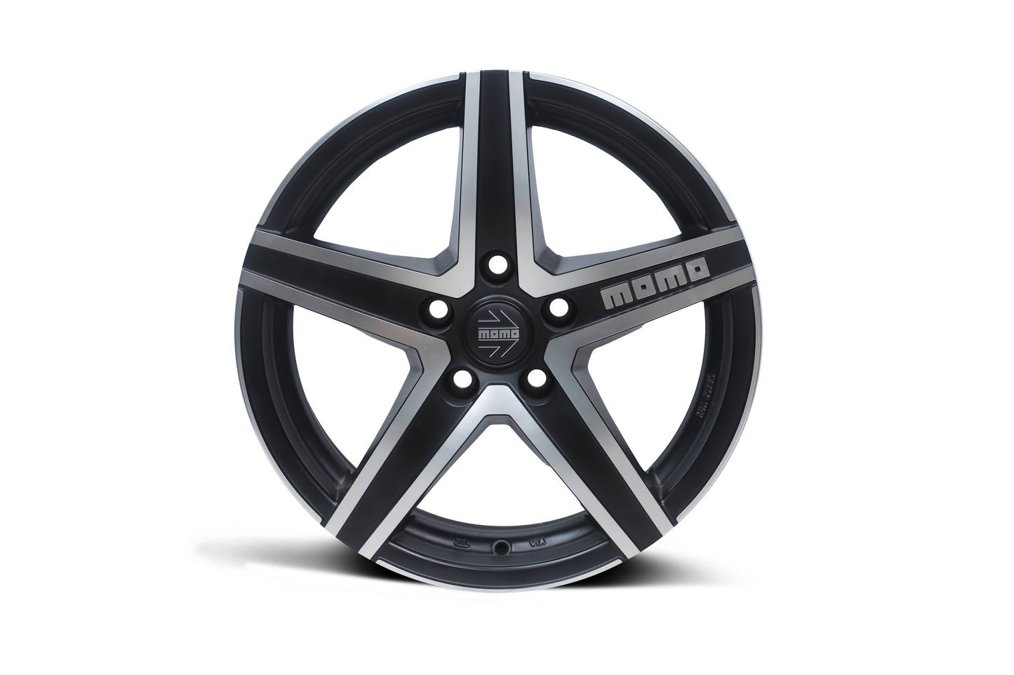 Momo 16 inch 5 hole Black Silver Finish