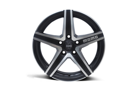 Momo 16 inch 5 hole Black Silver Finish