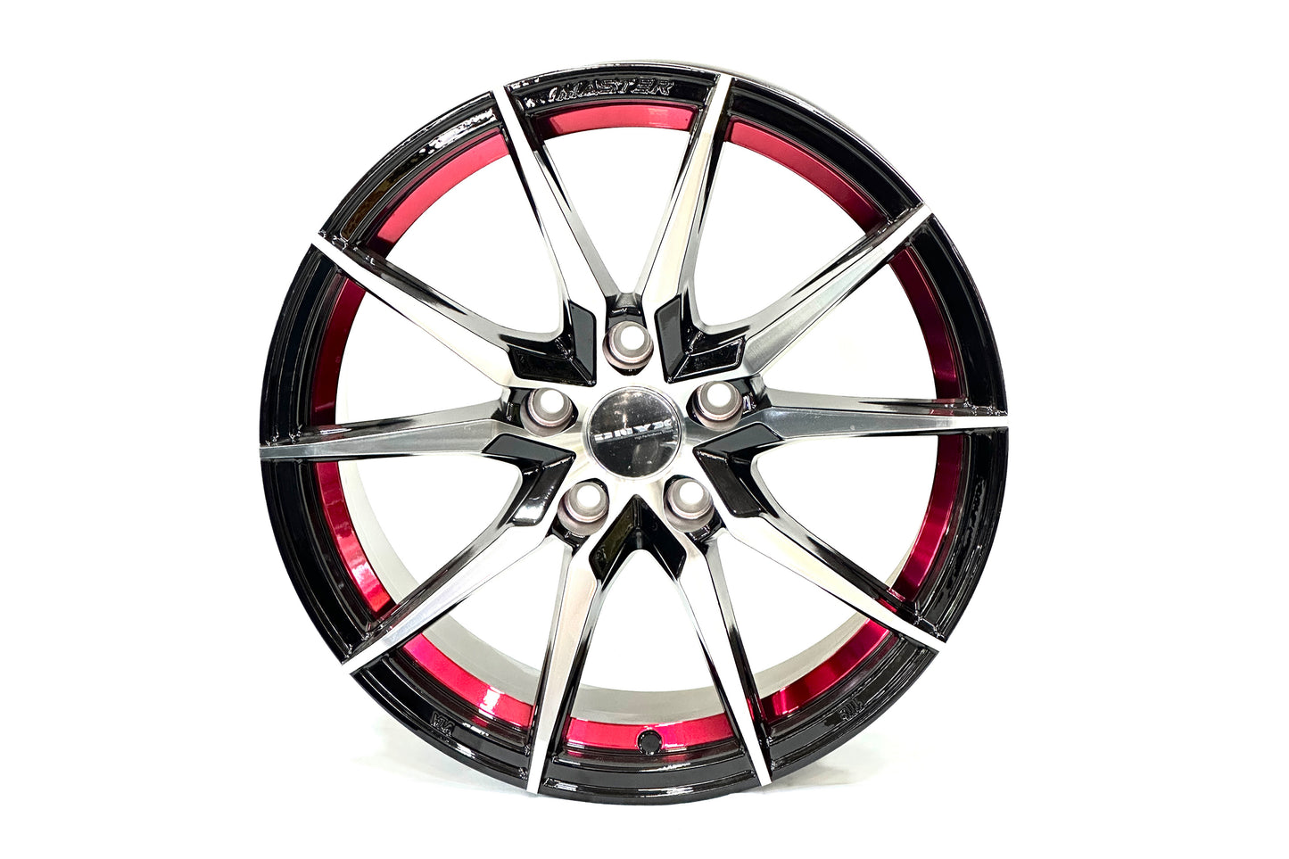 Onyx 17 inch 5 hole 114 PCD Multispoke Diamond Cut Red Band