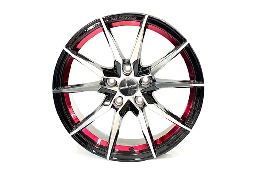 Onyx 17 inch 5 hole 114 PCD Multispoke Diamond Cut Red Band