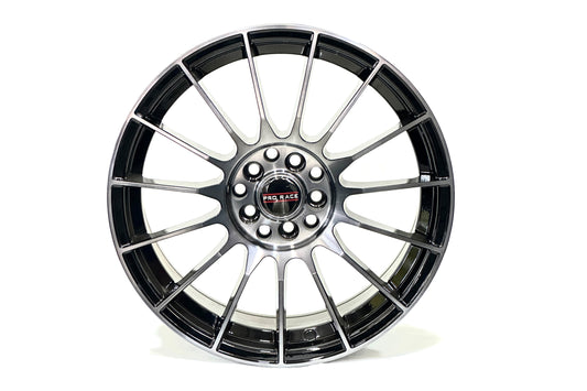 Pro Race 17 inch 5 hole 114 PCD Multispoke Deep Black Machine Finish