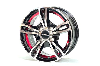 Onyx 13 inch Dual 5 Spoke Diamond Cut Red Band